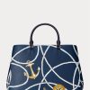 Bolso satchel Hanna grande de piel con estampado de cuerda náutica para mujer de Ralph Lauren Bolso satchel Hanna grande de piel con estampado de cuerda náutica para mujer de Ralph Lauren