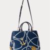 Bolso satchel Hanna grande de piel con estampado de cuerda náutica para mujer de Ralph Lauren Bolso satchel Hanna grande de piel con estampado de cuerda náutica para mujer de Ralph Lauren