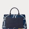 Bolso satchel Hanna grande de piel con estampado de cuerda náutica para mujer de Ralph Lauren Bolso satchel Hanna grande de piel con estampado de cuerda náutica para mujer de Ralph Lauren