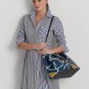 Bolso satchel Hanna grande de piel con estampado de cuerda náutica para mujer de Ralph Lauren Bolso satchel Hanna grande de piel con estampado de cuerda náutica para mujer de Ralph Lauren