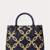 Bolso satchel mediano Marcy de piel con estampado metalizado en azul marino refinado y dorado moderno para mujer de Ralph Lauren Bolso satchel mediano Marcy de piel con estampado metalizado en azul marino refinado y dorado moderno para mujer de Ralph Lauren