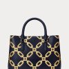 Bolso satchel mediano Marcy de piel con estampado metalizado en azul marino refinado y dorado moderno para mujer de Ralph Lauren Bolso satchel mediano Marcy de piel con estampado metalizado en azul marino refinado y dorado moderno para mujer de Ralph Lauren