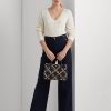 Bolso satchel mediano Marcy de piel con estampado metalizado en azul marino refinado y dorado moderno para mujer de Ralph Lauren Bolso satchel mediano Marcy de piel con estampado metalizado en azul marino refinado y dorado moderno para mujer de Ralph Lauren