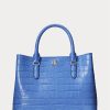 Bolso satchel mediano Marcy de piel repujada Ralph Lauren para mujer en azul de Nueva Inglaterra Bolso satchel mediano Marcy de piel repujada Ralph Lauren para mujer en azul de Nueva Inglaterra