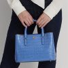 Bolso satchel mediano Marcy de piel repujada Ralph Lauren para mujer en azul de Nueva Inglaterra Bolso satchel mediano Marcy de piel repujada Ralph Lauren para mujer en azul de Nueva Inglaterra