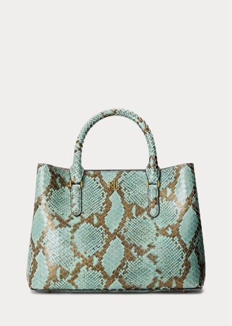 Bolso satchel mediano Marcy de piel sintética de serpiente color turquesa para mujer de Ralph Lauren