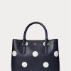 Bolso satchel pequeño Marcy de piel con lunares Ralph Lauren para mujer en azul marino/vainilla refinado Bolso satchel pequeño Marcy de piel con lunares Ralph Lauren para mujer en azul marino/vainilla refinado