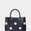 Bolso satchel pequeño Marcy de piel con lunares Ralph Lauren para mujer en azul marino/vainilla refinado Bolso satchel pequeño Marcy de piel con lunares Ralph Lauren para mujer en azul marino/vainilla refinado