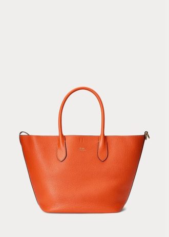 Bolso tote mediano Bellport de piel reversible Ralph Lauren para mujer en color naranja atardecer