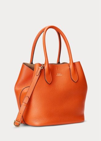 Bolso tote mediano Bellport de piel reversible Ralph Lauren para mujer en color naranja atardecer