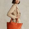 Bolso tote mediano Bellport de piel reversible Ralph Lauren para mujer en color naranja atardecer Bolso tote mediano Bellport de piel reversible Ralph Lauren para mujer en color naranja atardecer