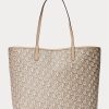 Bolso tote mediano Collins de lona revestida Ralph Lauren para mujer en color camello claro Bolso tote mediano Collins de lona revestida Ralph Lauren para mujer en color camello claro