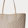 Bolso tote mediano Collins de lona revestida Ralph Lauren para mujer en color camello claro Bolso tote mediano Collins de lona revestida Ralph Lauren para mujer en color camello claro