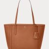 Bolso tote mediano de piel Ralph Lauren Crosshatch Clare para mujer de Lauren Tan Bolso tote mediano de piel Ralph Lauren Crosshatch Clare para mujer de Lauren Tan