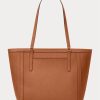 Bolso tote mediano de piel Ralph Lauren Crosshatch Clare para mujer de Lauren Tan Bolso tote mediano de piel Ralph Lauren Crosshatch Clare para mujer de Lauren Tan