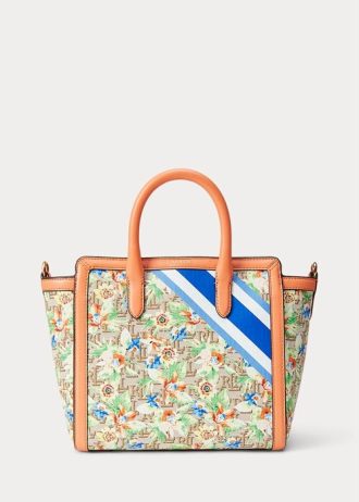 Bolso tote mediano Tyler de jacquard con monograma de Ralph Lauren para mujer, color caqui, estampado Mjcqrd/Portsid
