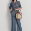 Bolso tote mediano Tyler de jacquard con monograma de Ralph Lauren para mujer, color caqui, estampado Mjcqrd/Portsid Bolso tote mediano Tyler de jacquard con monograma de Ralph Lauren para mujer, color caqui, estampado Mjcqrd/Portsid