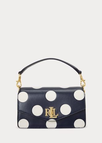 Bolsos cruzados pequeños Tayler de lunares Ralph Lauren para mujer en azul marino/vainilla refinados