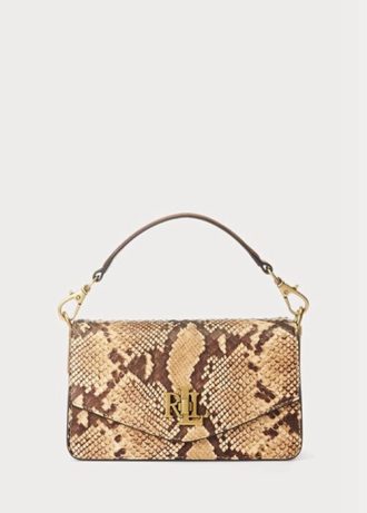 Bolsos cruzados pequeños Tayler de piel sintética de serpiente de Ralph Lauren para mujer en color caqui