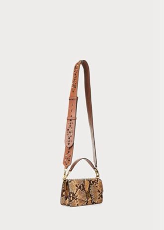 Bolsos cruzados pequeños Tayler de piel sintética de serpiente de Ralph Lauren para mujer en color caqui