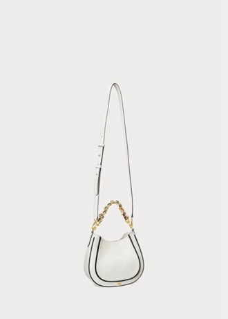 Bolsos de hombro pequeños Charli de cuero Ralph Lauren para mujer en blanco