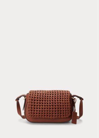 Bolsos de hombro pequeños Maddy de cuero tejido Ralph Lauren para mujer de Lauren Tan