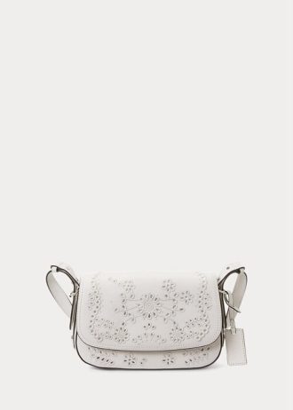 Bolsos de hombro pequeños Maddy de piel con ojales de Ralph Lauren para mujer, color blanco