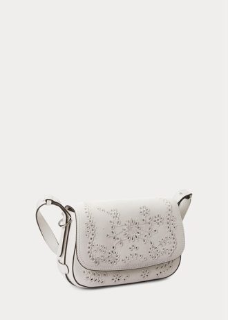 Bolsos de hombro pequeños Maddy de piel con ojales de Ralph Lauren para mujer, color blanco