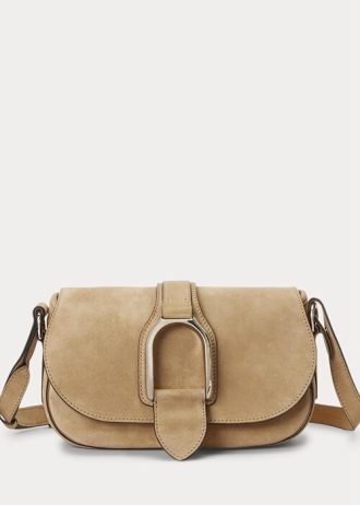 Bolsos de hombro Welington de ante de becerro color caqui para mujer de Ralph Lauren