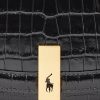 Bolsos de mano negros Ralph Lauren Polo ID con relieve de cocodrilo para mujer