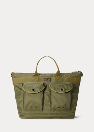Bolsos de mensajero utilitarios de lona de nailon Ralph Lauren verdes para hombre