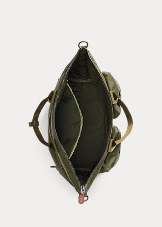 Bolsos de mensajero utilitarios de lona de nailon Ralph Lauren verdes para hombre