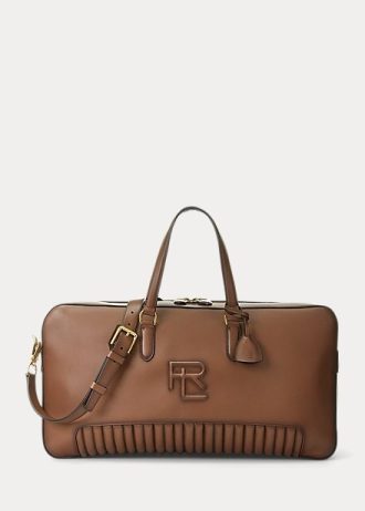 Bolsos de viaje Ralph Lauren de piel de becerro bruñida y acolchada en color chocolate para hombre