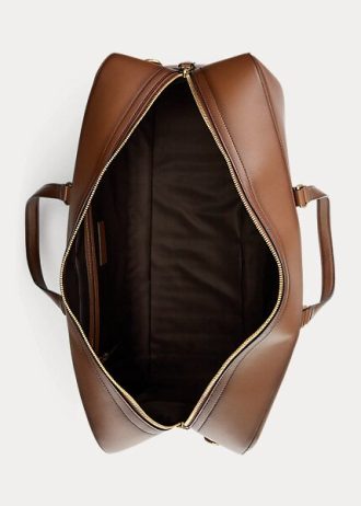 Bolsos de viaje Ralph Lauren de piel de becerro bruñida y acolchada en color chocolate para hombre