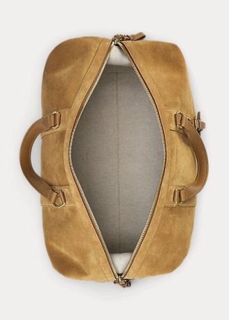 Bolsos de viaje Ralph Lauren Welington de ante de becerro para hombre en color caqui