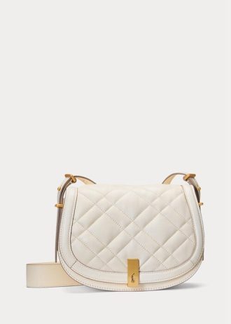 Bolsos Saddle de piel acolchada Ralph Lauren Polo ID para mujer en color marfil
