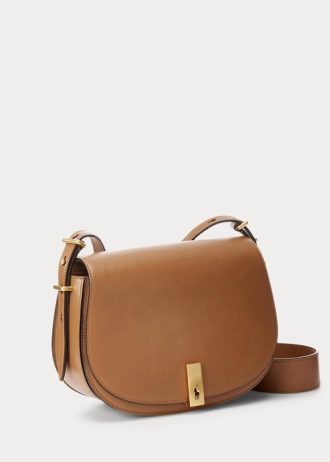 Bolsos Saddle de piel de becerro Ralph Lauren Polo ID para mujer en color tostado