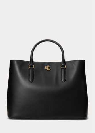Bolsos satchel grandes Marcy de cuero Ralph Lauren para mujer en negro