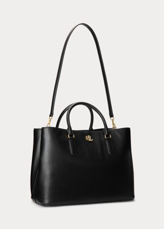 Bolsos satchel grandes Marcy de cuero Ralph Lauren para mujer en negro