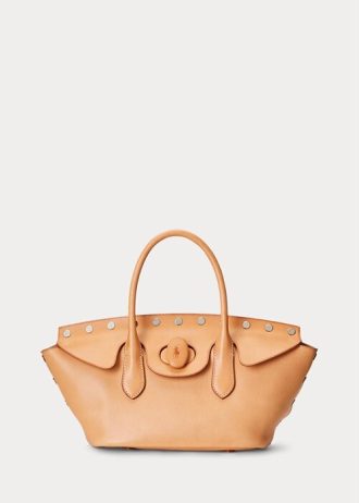 Bolsos satchel medianos Bellport de Ralph Lauren con tachuelas en color vachetta para mujer