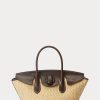 Bolsos satchel medianos Bellport de Ralph Lauren para mujer en cuero y paja natural Bolsos satchel medianos Bellport de Ralph Lauren para mujer en cuero y paja natural