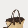 Bolsos satchel medianos Bellport de Ralph Lauren para mujer en cuero y paja natural Bolsos satchel medianos Bellport de Ralph Lauren para mujer en cuero y paja natural