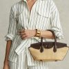 Bolsos satchel medianos Bellport de Ralph Lauren para mujer en cuero y paja natural Bolsos satchel medianos Bellport de Ralph Lauren para mujer en cuero y paja natural