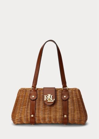 Bolsos satchel medianos Lilly de ratán Ralph Lauren para mujer en color nogal/Lauren Tan