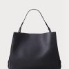 Bolsos satchel medianos Peyton de cuero Ralph Lauren para mujer en azul marino