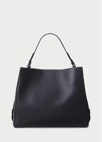 Bolsos satchel medianos Peyton de cuero Ralph Lauren para mujer en azul marino