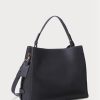 Bolsos satchel medianos Peyton de cuero Ralph Lauren para mujer en azul marino
