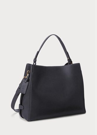 Bolsos satchel medianos Peyton de cuero Ralph Lauren para mujer en azul marino