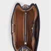 Bolsos satchel medianos Peyton de cuero Ralph Lauren para mujer en azul marino