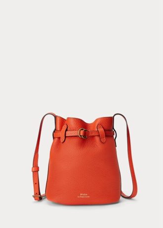 Bolsos tipo cubo pequeños Bellport de cuero Ralph Lauren para mujer en color naranja atardecer